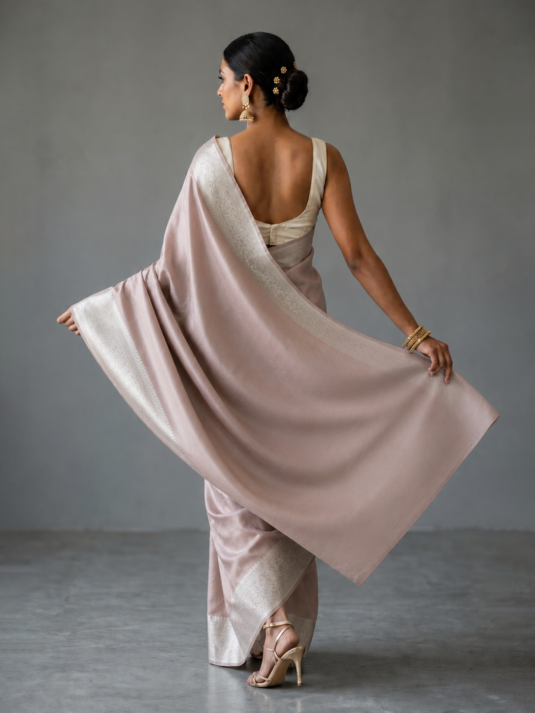 Peach Bengal Benarasi Blended Tissue