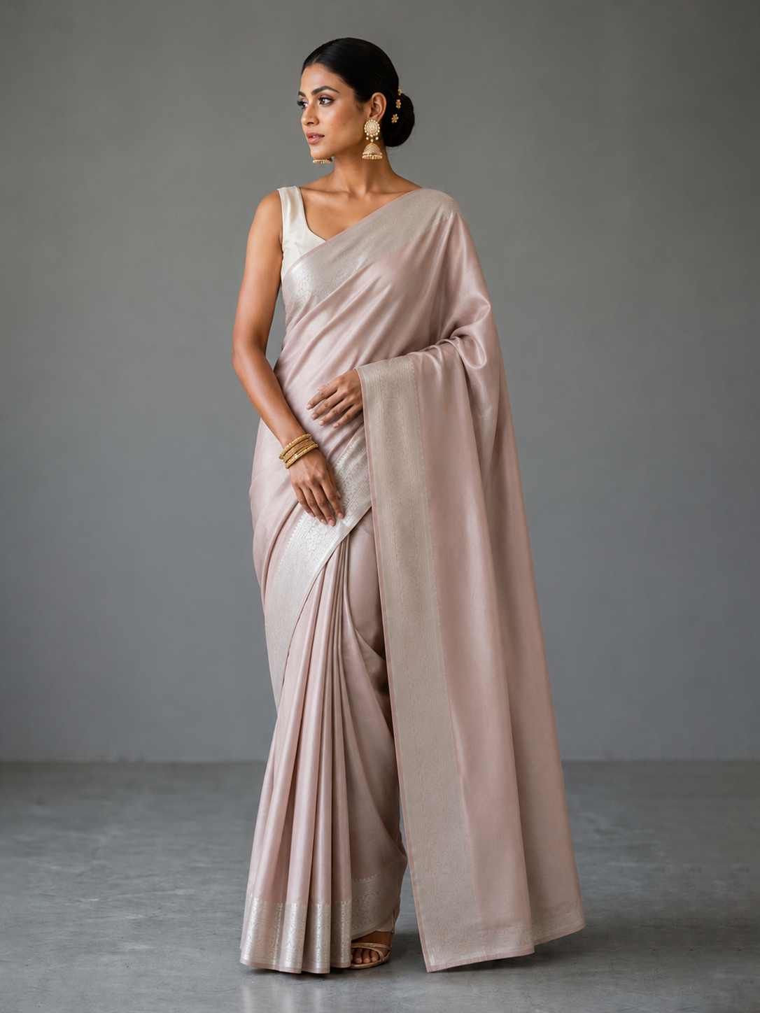 Peach Bengal Benarasi Blended Tissue