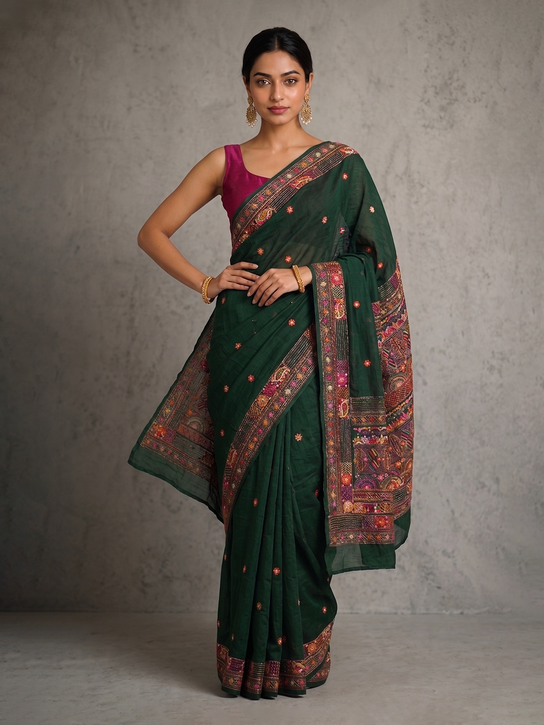 Green Karnataka Cotton Lambani Embroidery