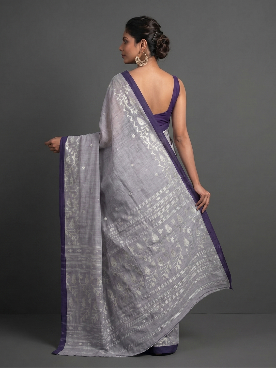 Lavendar Bengal Soft Cotton Jamdani