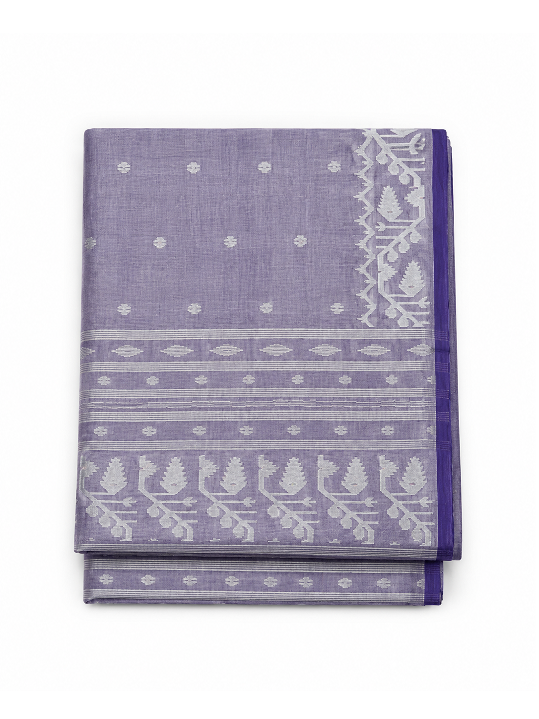 Lavendar Bengal Soft Cotton Jamdani
