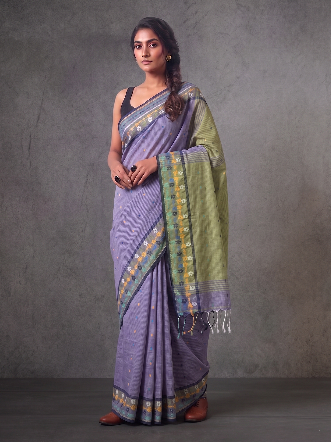 Lavendar &  Green Bengal Cotton