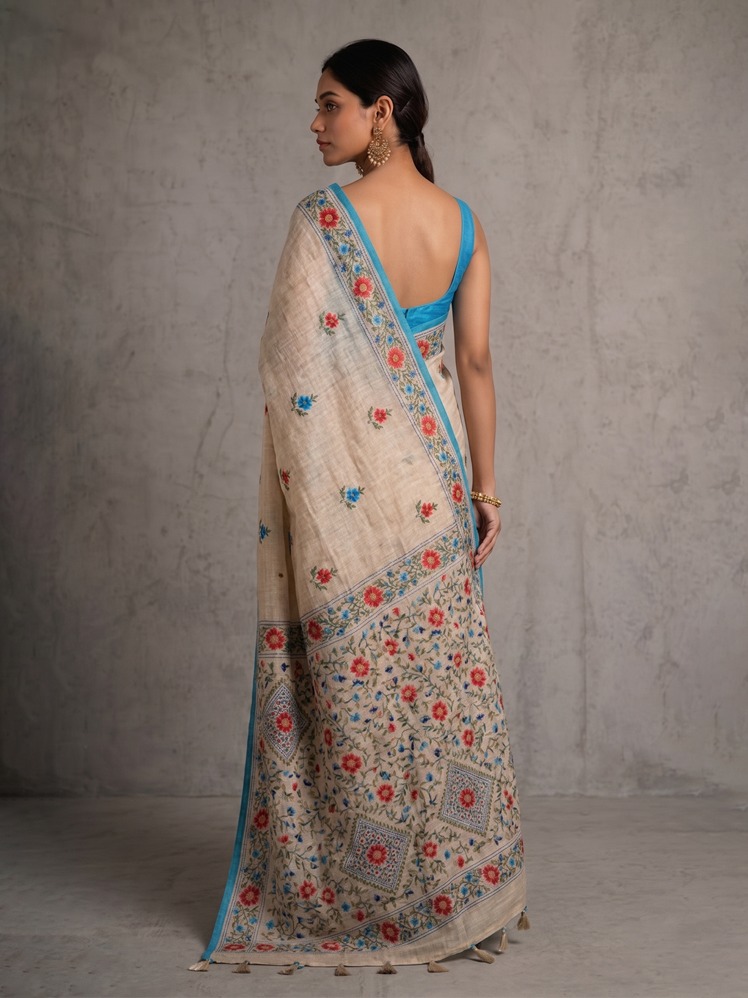 Off white Punjab Cotton Phoolkari Embroidery