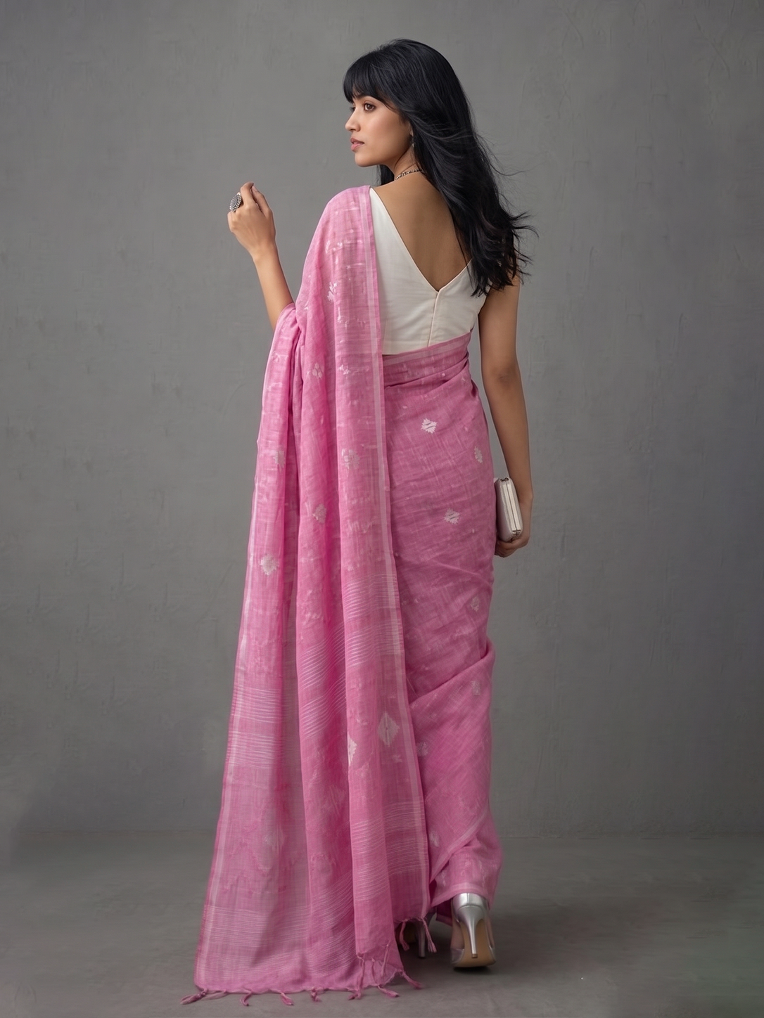 Pink Bengal Cotton Jamdani