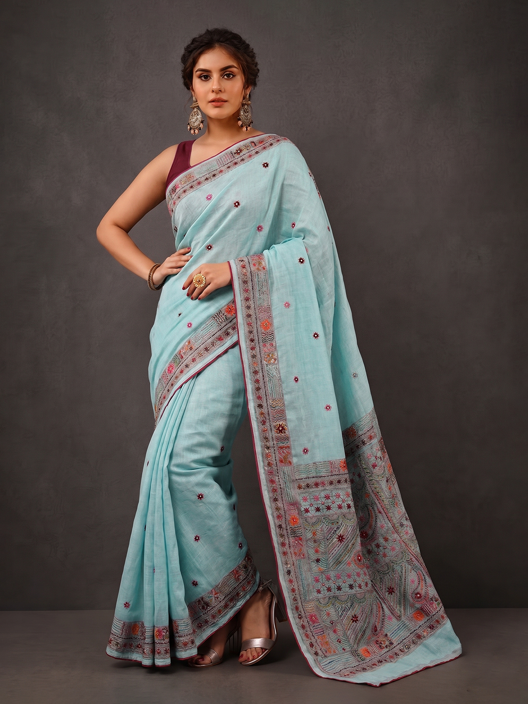 Sea Blue Karnataka Cotton Lambani Embroidery