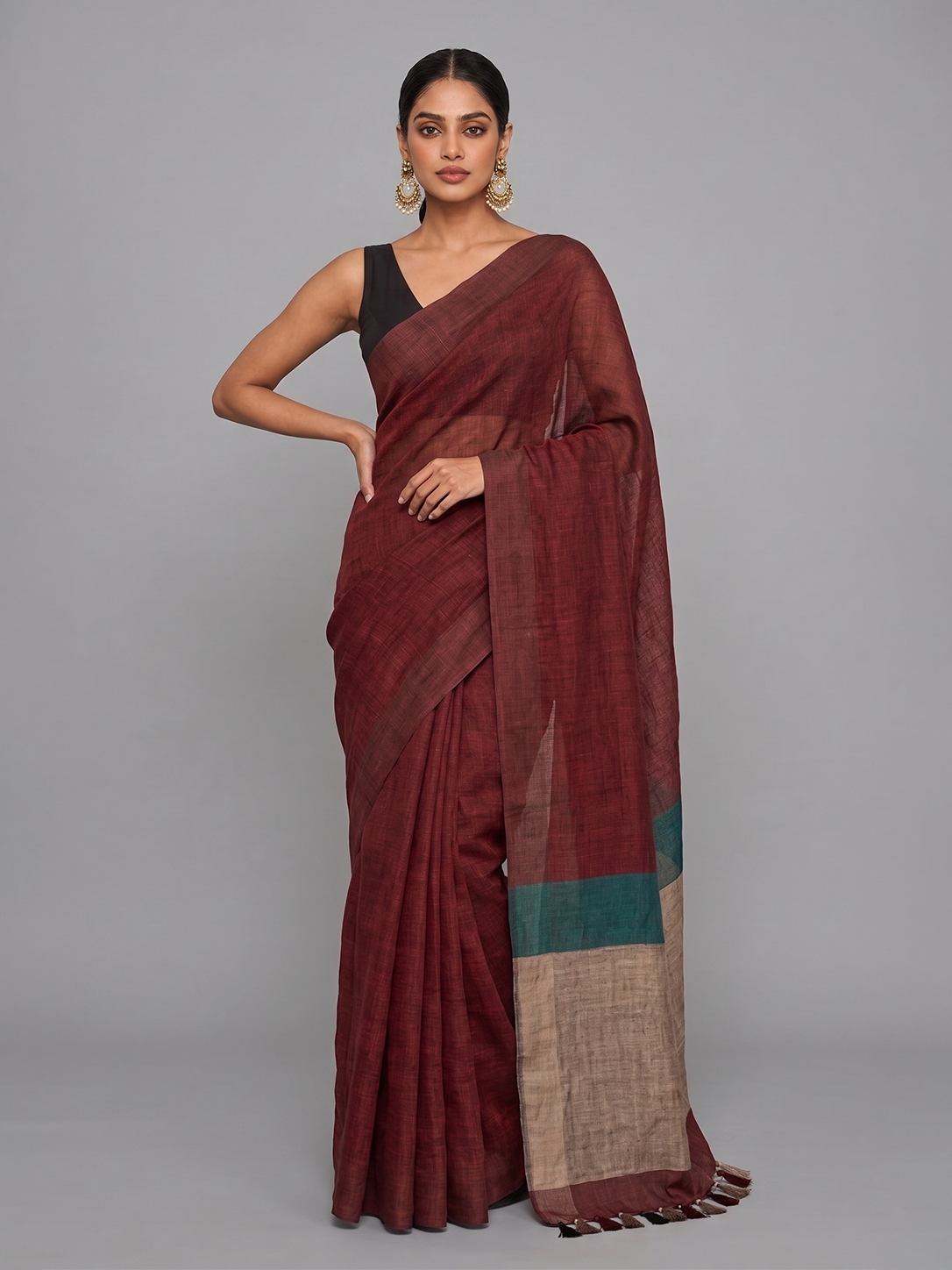 Maroon Bengal Linen