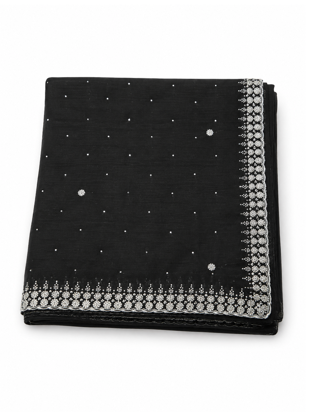 Pearl Embroidery Black Bengal Matka Silk