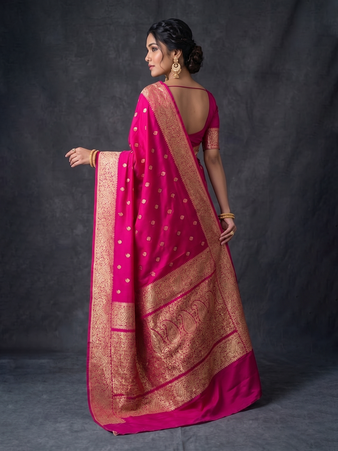 Pink Zari-woven Satin Silk Benarasi