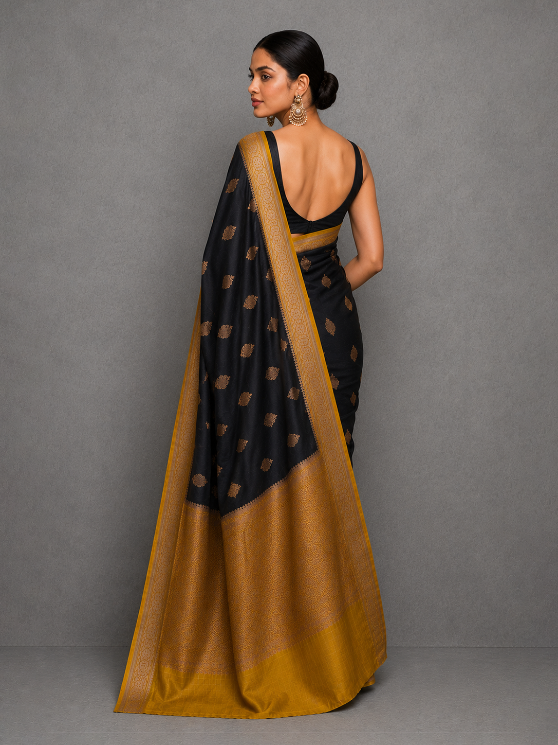 Black Banaras Kora Organza Silk