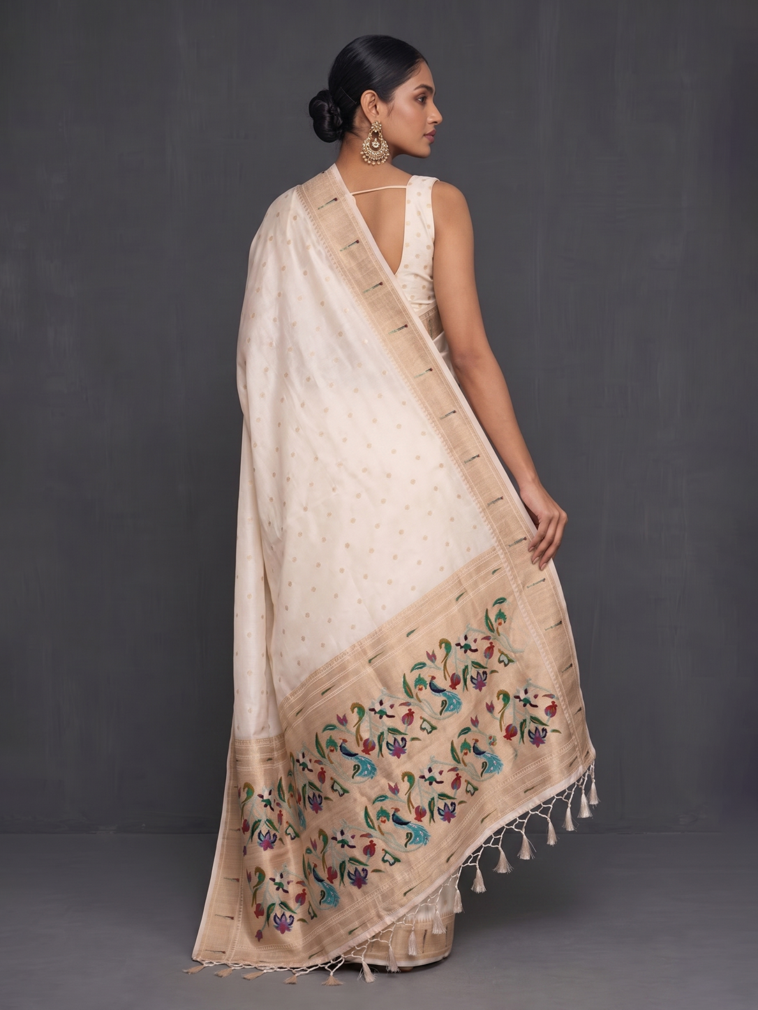 Off White Paithani Viscose
