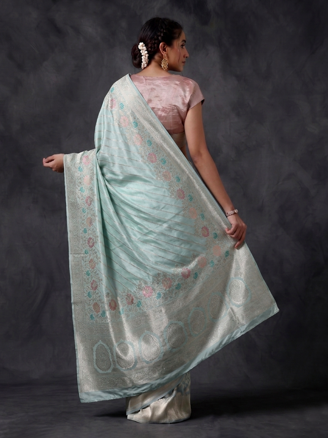 Powder Blue Karnataka Soft Silk