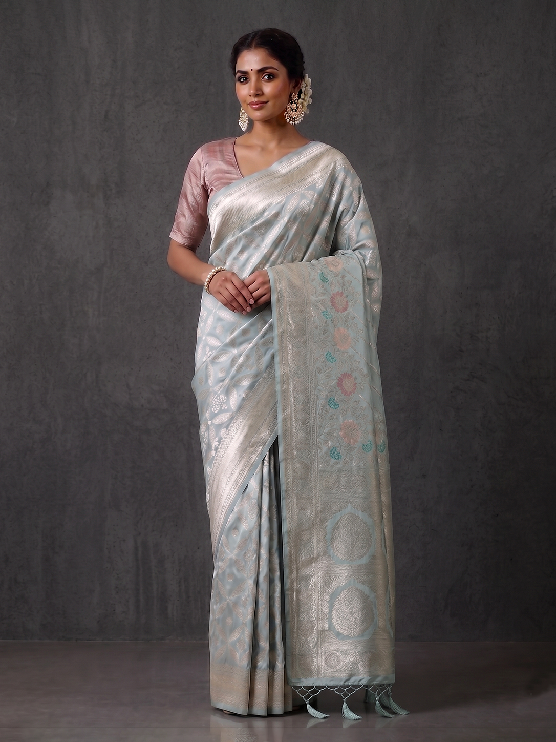 Powder Blue Karnataka Soft Silk
