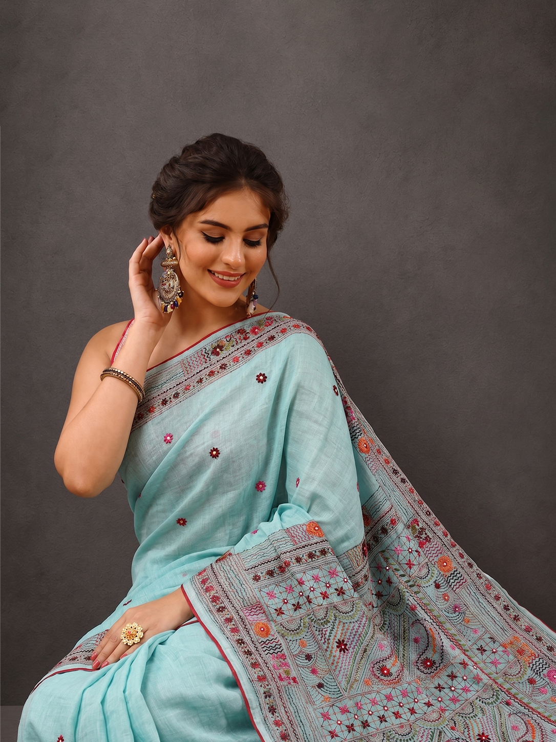 Sea Blue Karnataka Cotton Lambani Embroidery