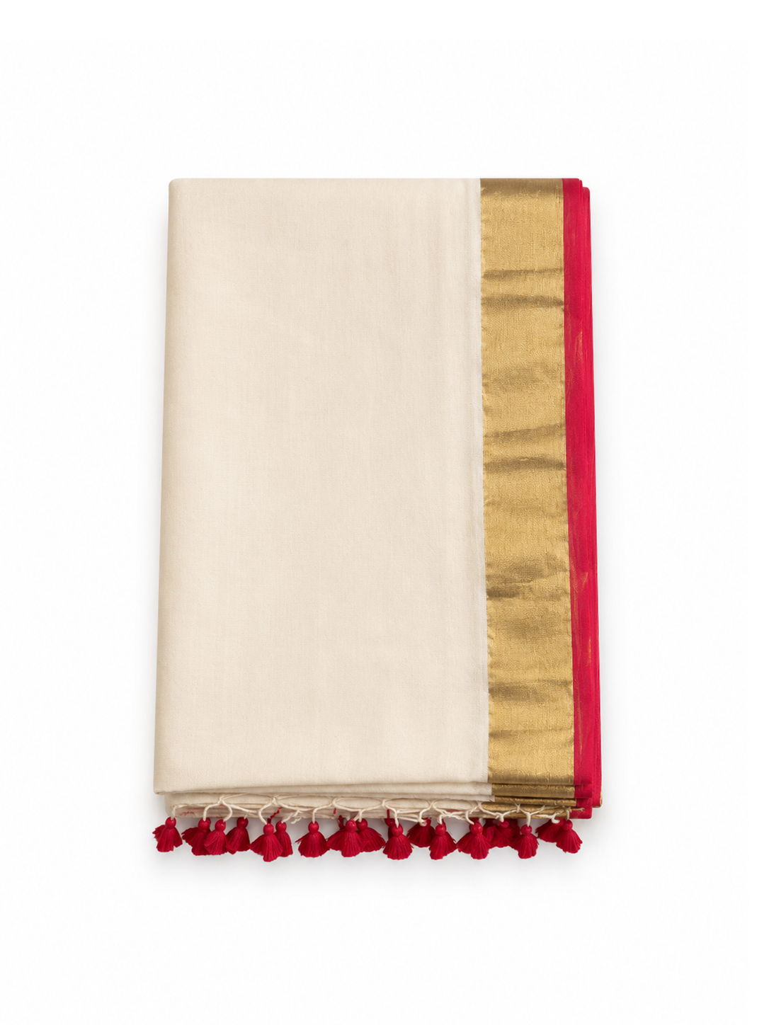 White with Gold Featherlight Bengal Mul Cotton