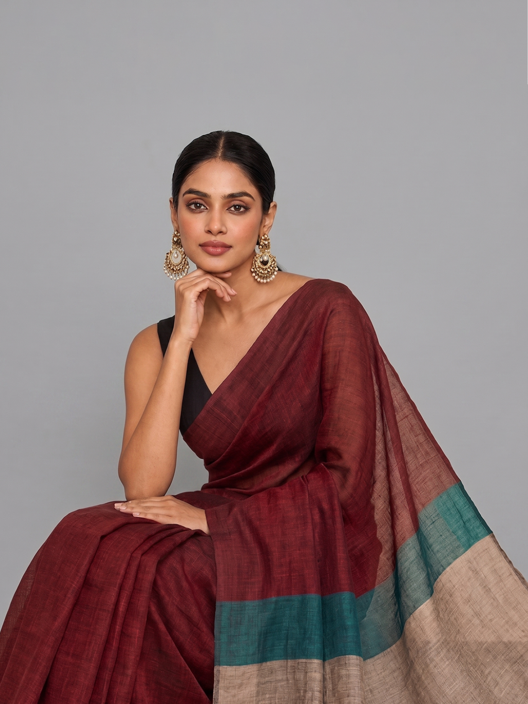 Maroon Bengal Linen