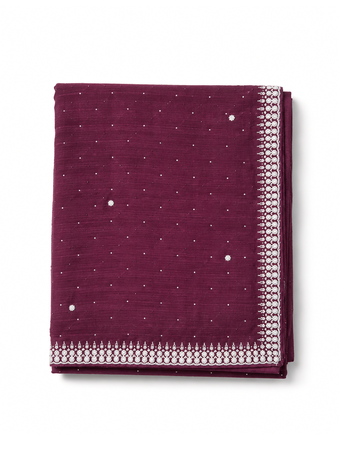 Pearl Embroidery Wine Bengal Matka Silk