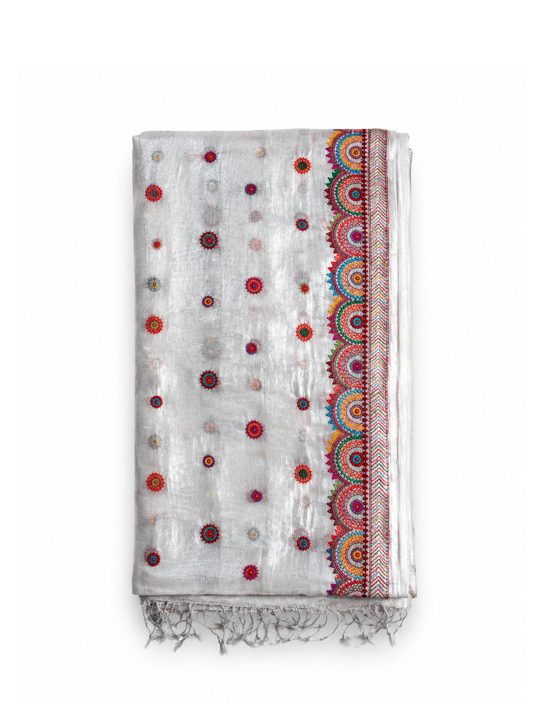 Silver Karnataka Tissue Lambani Embroidery