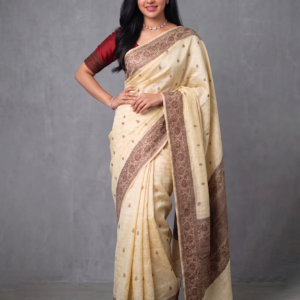 Ivory Raw Silk Benarasi with Zari