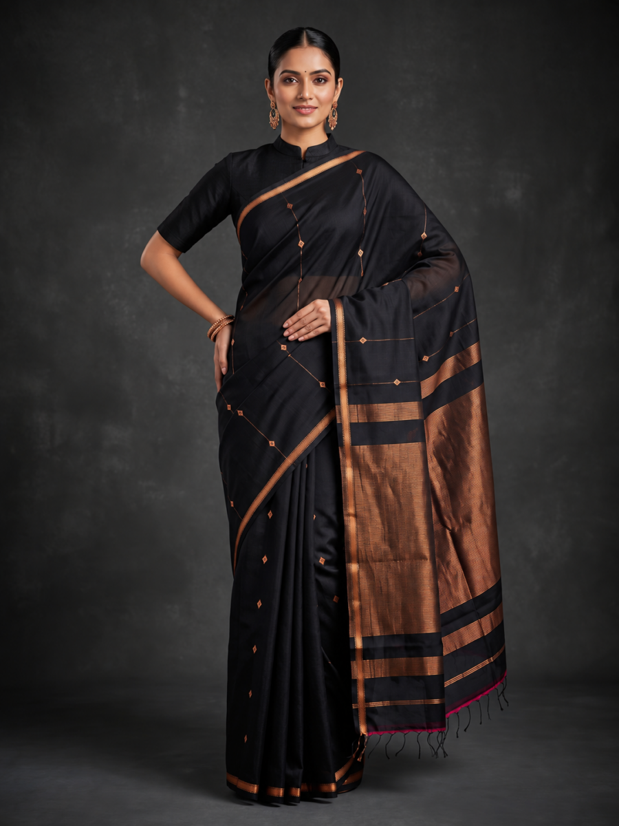 Maheshwari Silk Cotton with Zari Pallu