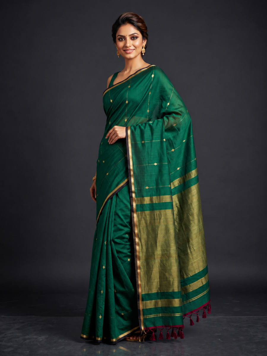 Maheshwari Silk Cotton with Zari Pallu